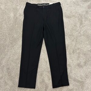 Oak Hill Dress Pants 44x34 Black Microfiber Flat Front Wrinkle Resistant New NWT